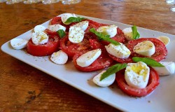 Typical Chianti food caprese mozzarella and tomatoes 